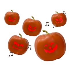 Halloween Gr�skar med LED ansigter og musik