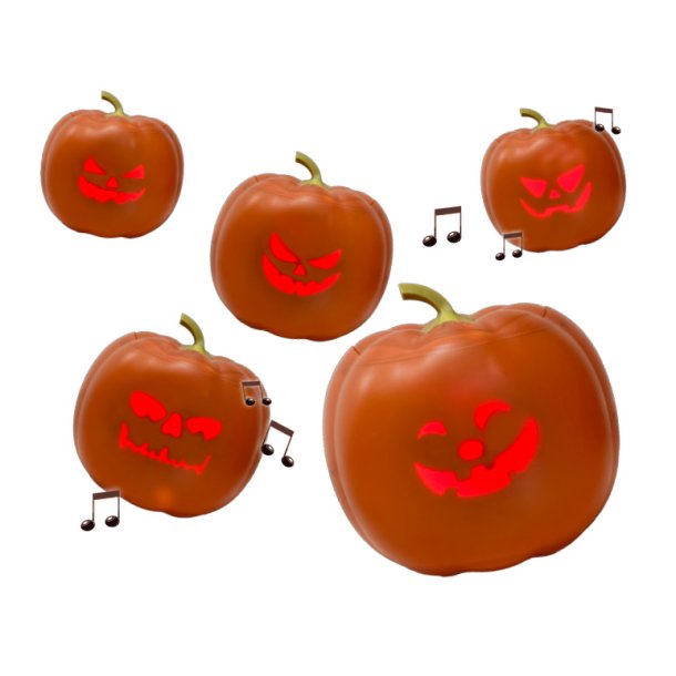 Halloween Gr�skar med LED ansigter og musik