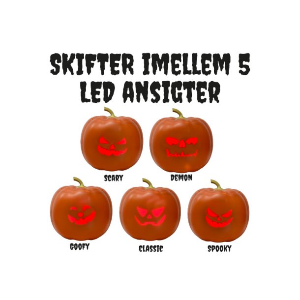 Halloween Gr�skar med LED ansigter og musik