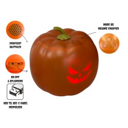Halloween Gr�skar med LED ansigter og musik