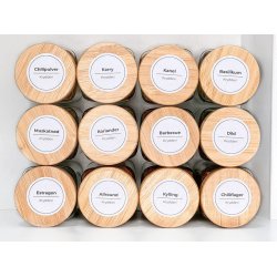 12 Krydderiglas med labels