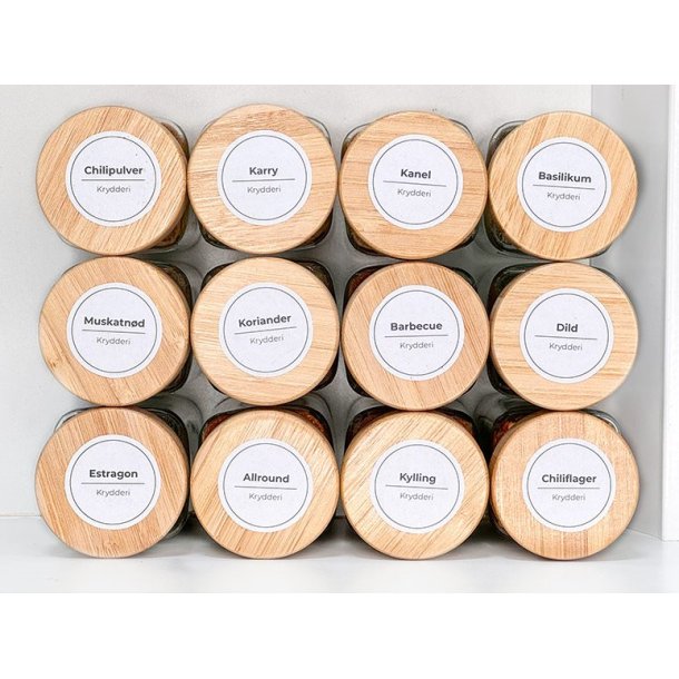 12 Krydderiglas med labels